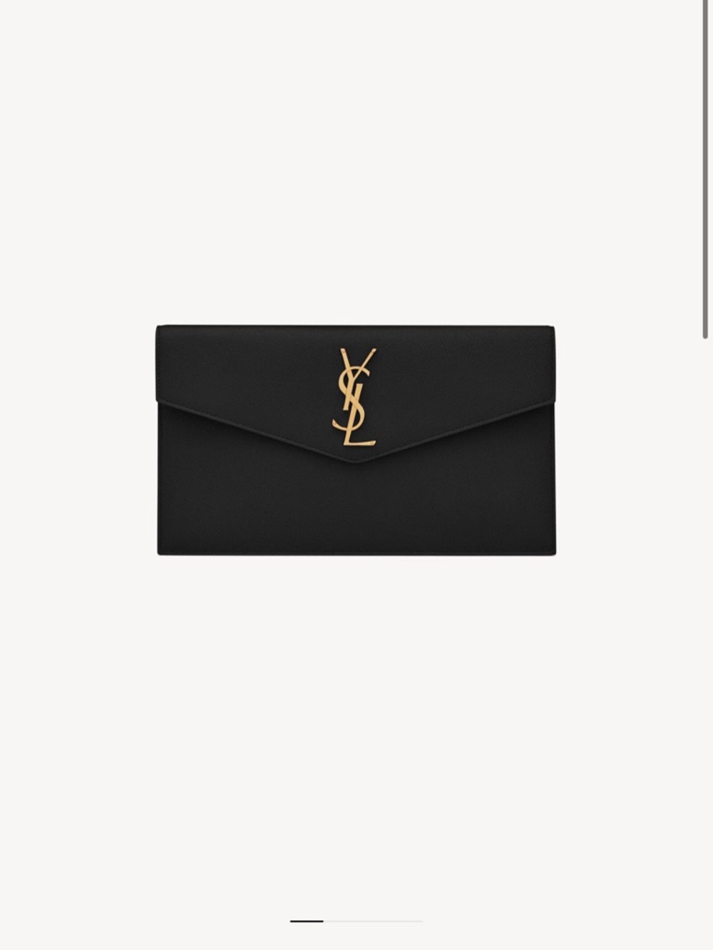 Saint Laurent Black Leather Envelope Clutch with Gold YSL
